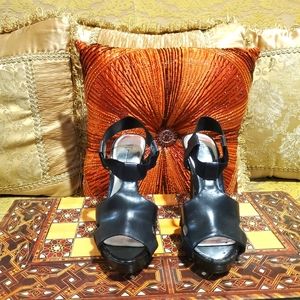 INC Black Open Toe Heels Size 7